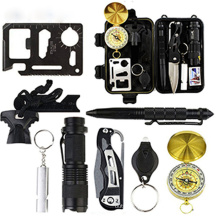 Top selling 13 in 1 Outdoor Survival Gear Tool with Survival Bracelet Folding Knife, Compass, Blanket emergency kit for outdoor